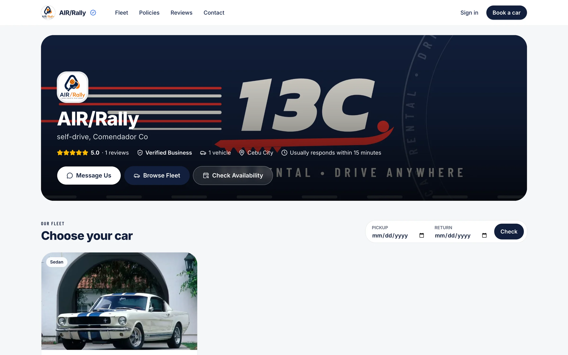 A rental business’s branded storefront on 13C