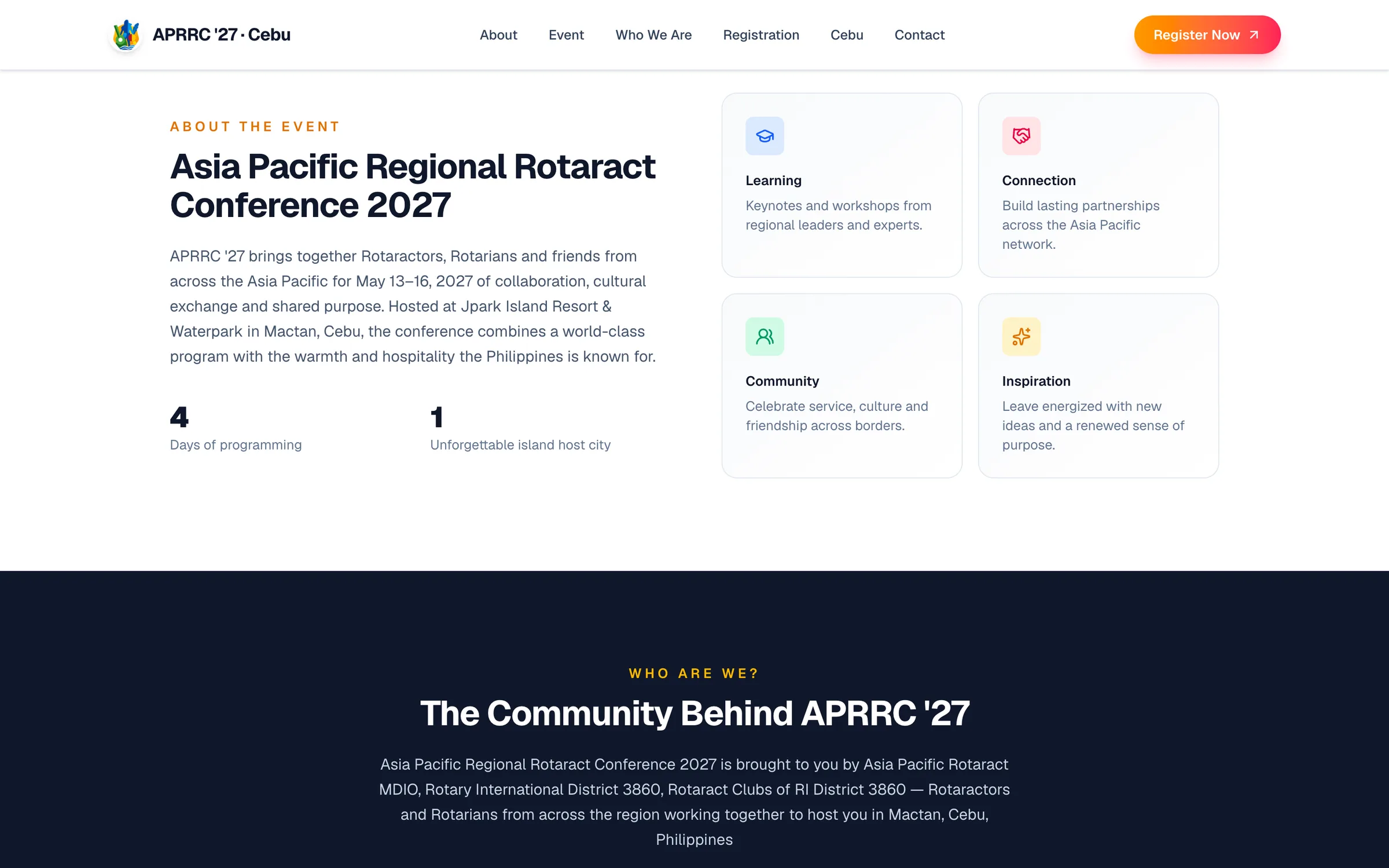 About the event section on the APRRC '27 website
