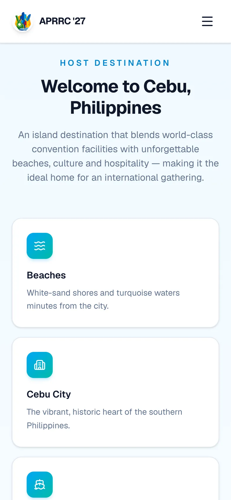 Cebu destination guide on a phone
