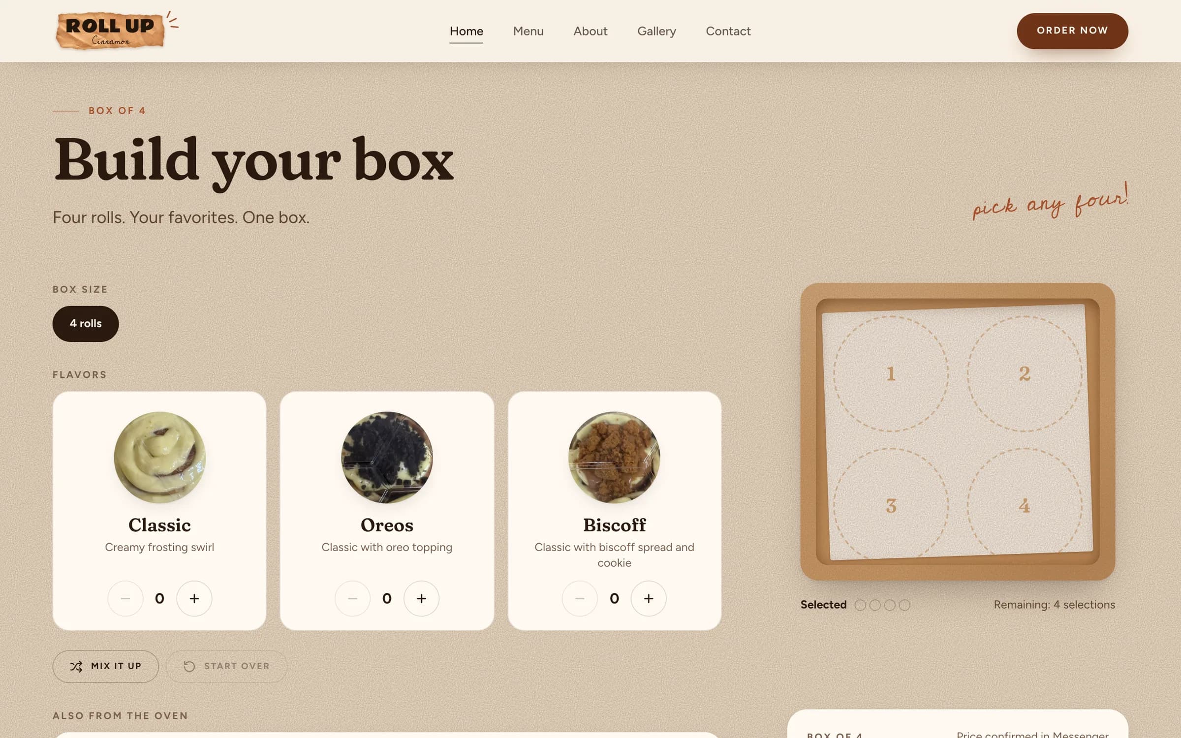 The build-your-box flavor picker